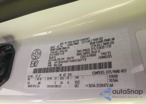 2016 Ford F-150 Xlt z USA, uszkodzony, nr VIN 1FTEW1EF1GKF22772